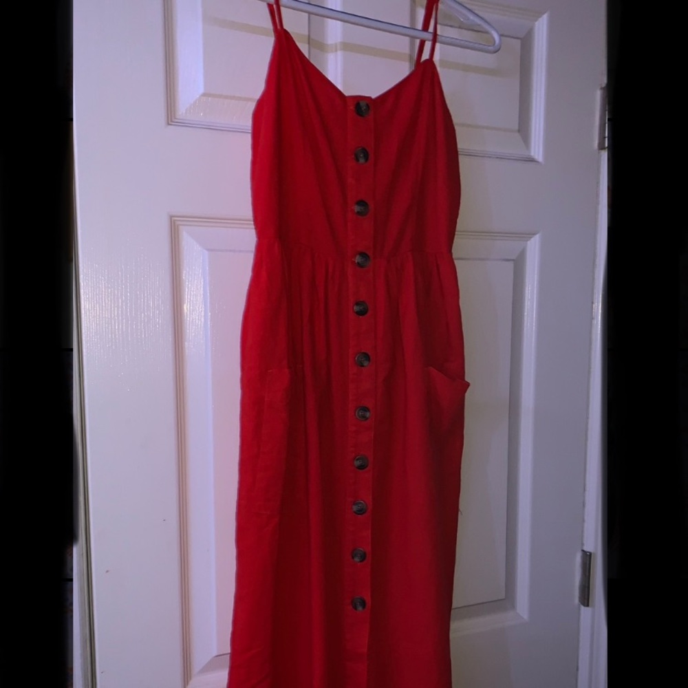 Red Button Maxi Dress